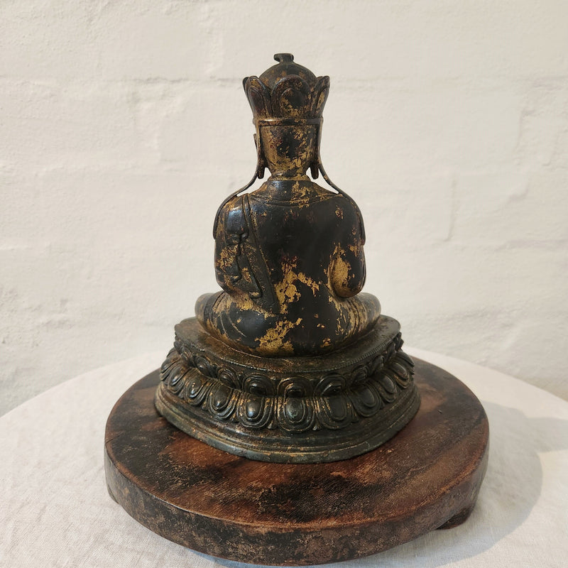 Serene Sino Tibetan Bronze Monk