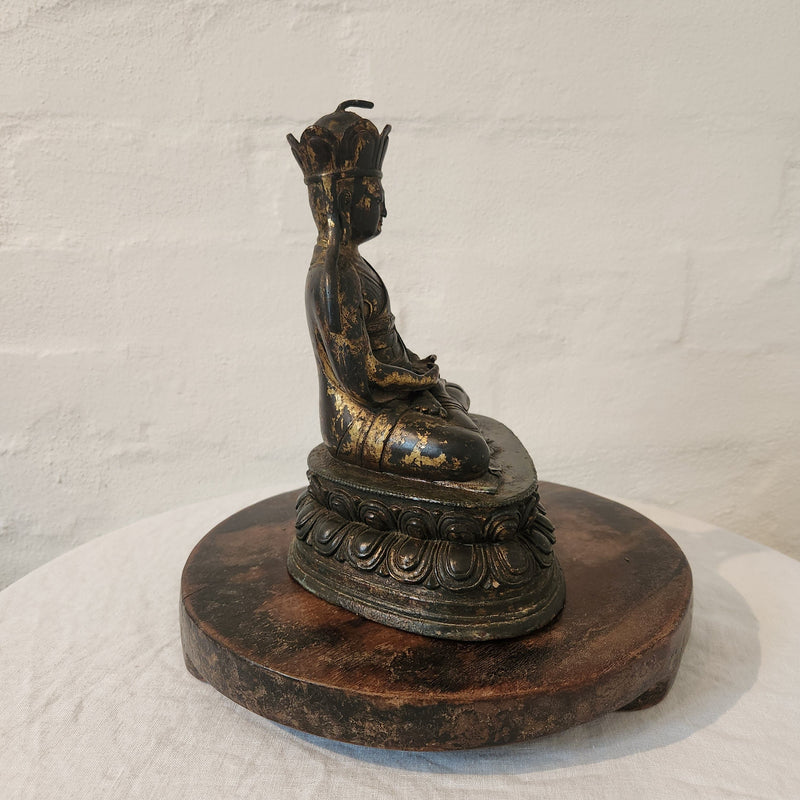 Serene Sino Tibetan Bronze Monk