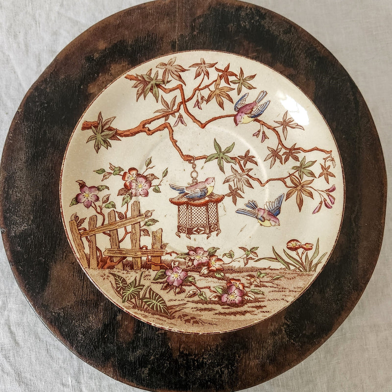 Antique Sarreguemines Chinoiserie plate with birds