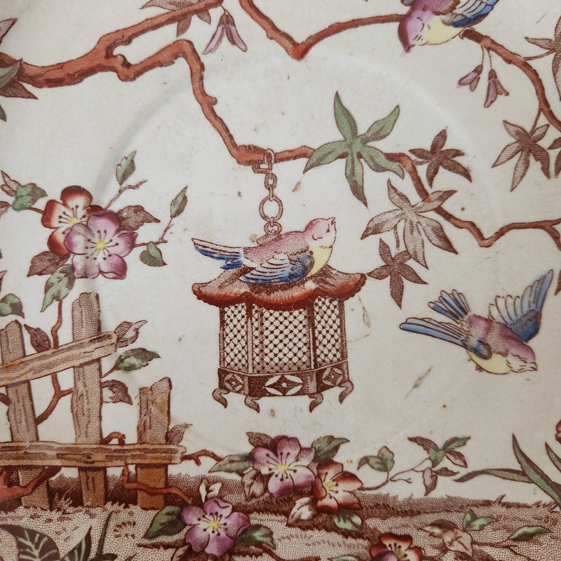 Antique Sarreguemines Chinoiserie plate with birds