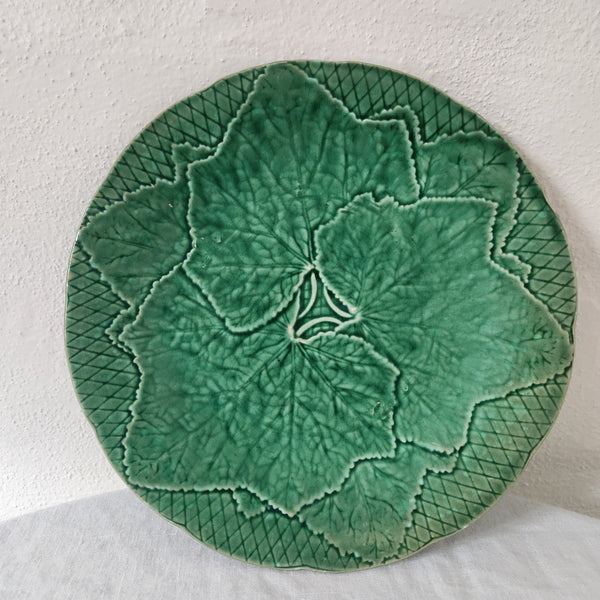 Antique Gien Green Vine Leaf Plates