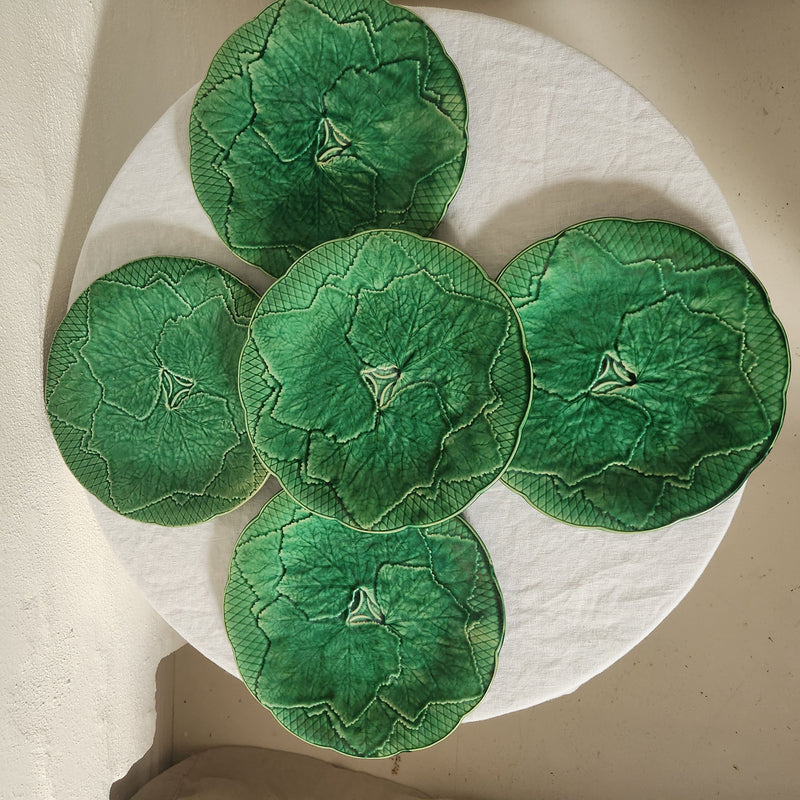 Antique Gien Green Vine Leaf Plates