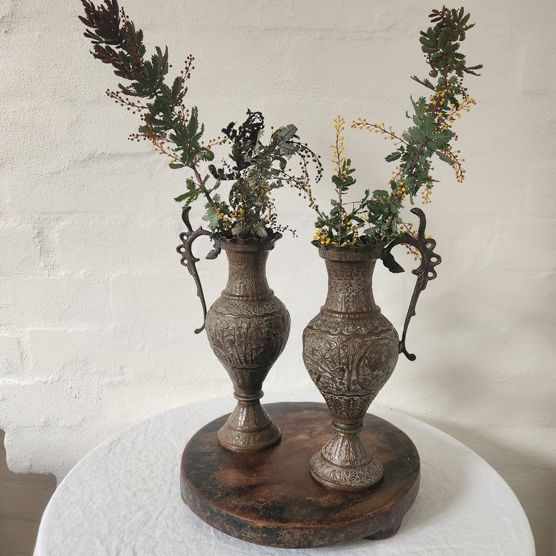 Pair of Indian Brass Vase with Handles