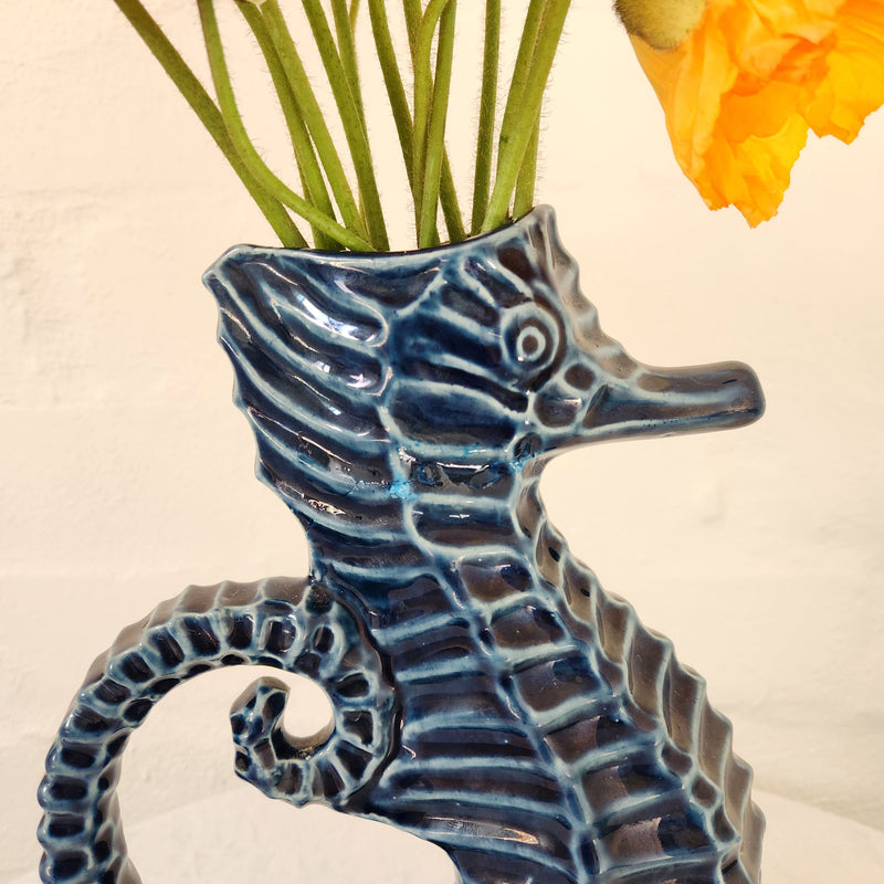 Mid Century Indigo Seahorse Jug