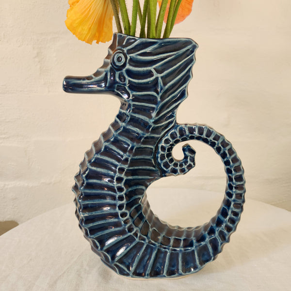 Mid Century Indigo Seahorse Jug