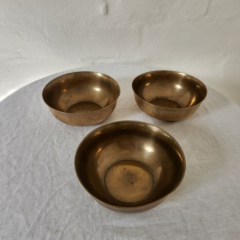 Vintage Indian Brass Bowls – Set of Three