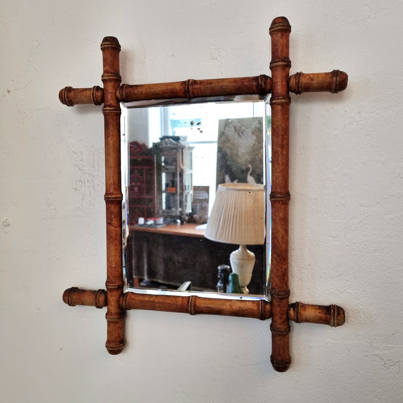 Vintage French Faux Bamboo Mirror