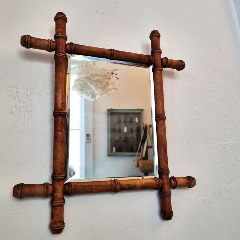 Vintage French Faux Bamboo Mirror