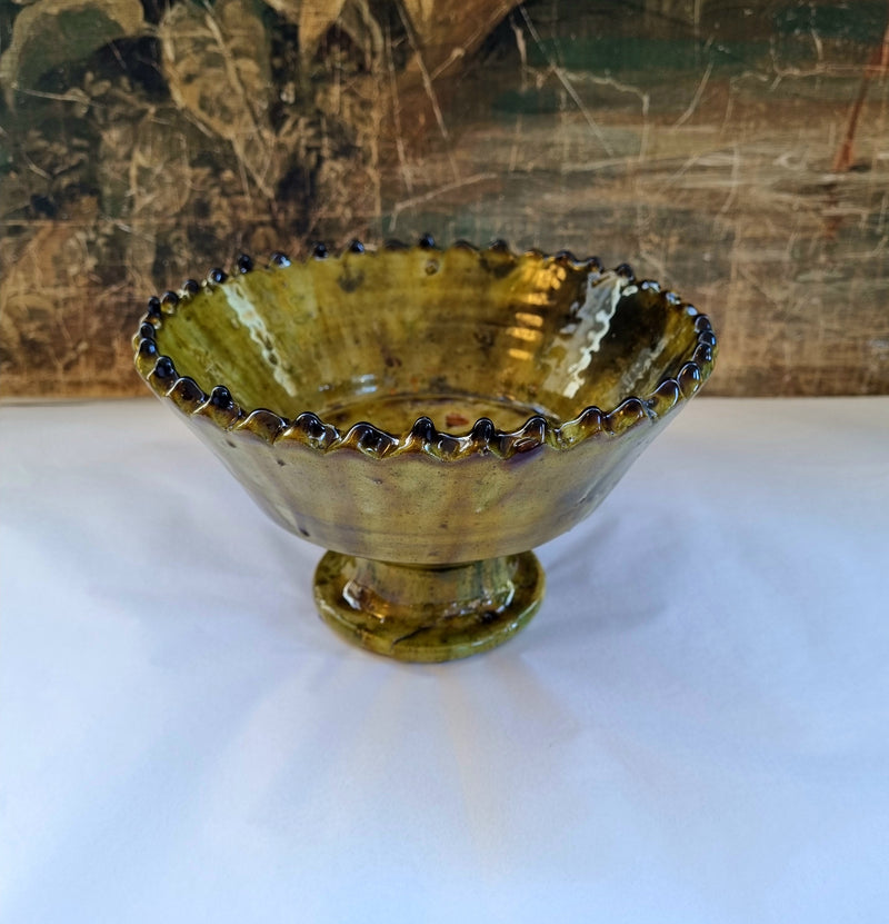 Imperfect - Medium Tamegroute Pedestal Bowl - Jaune