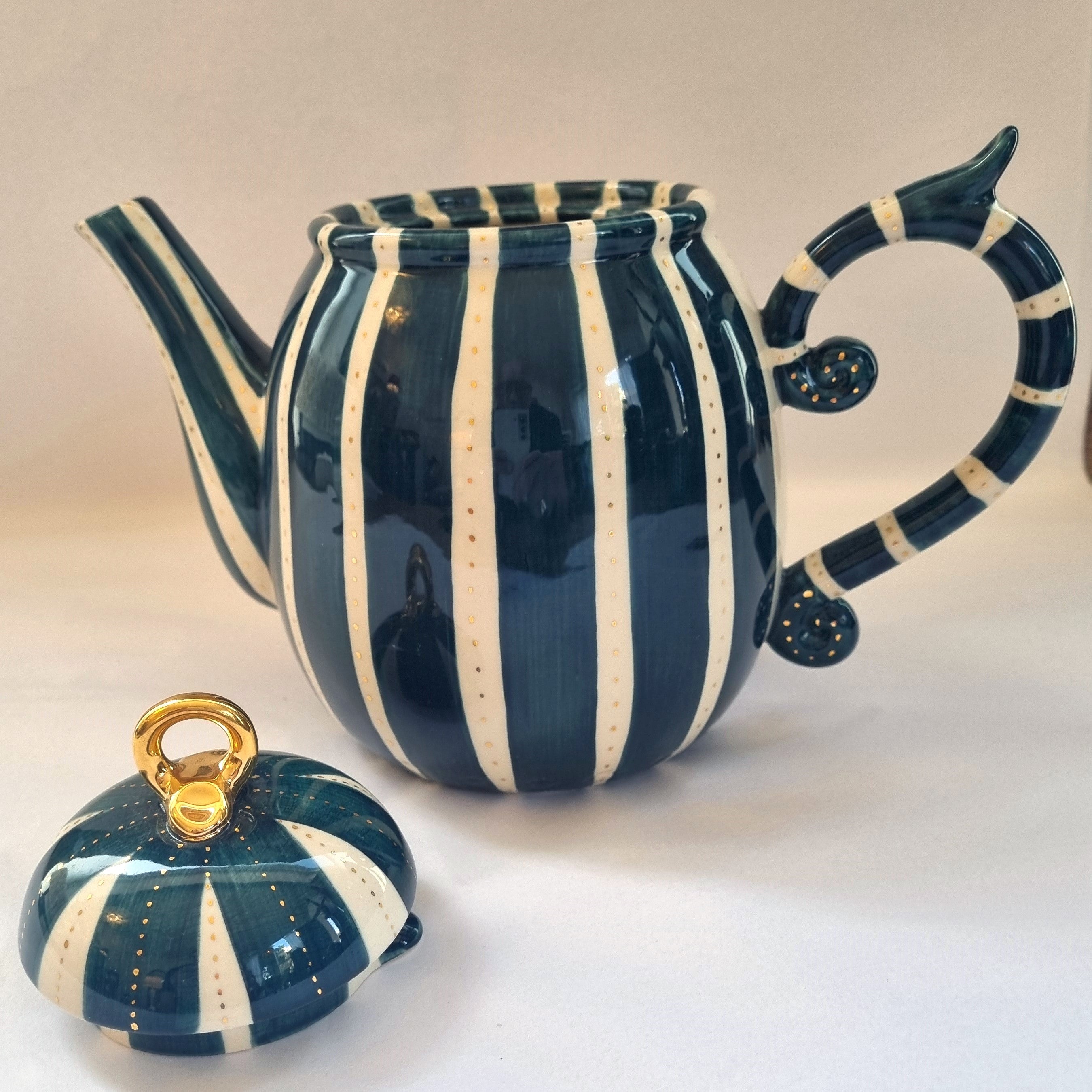 Peacock Stripe Teapot