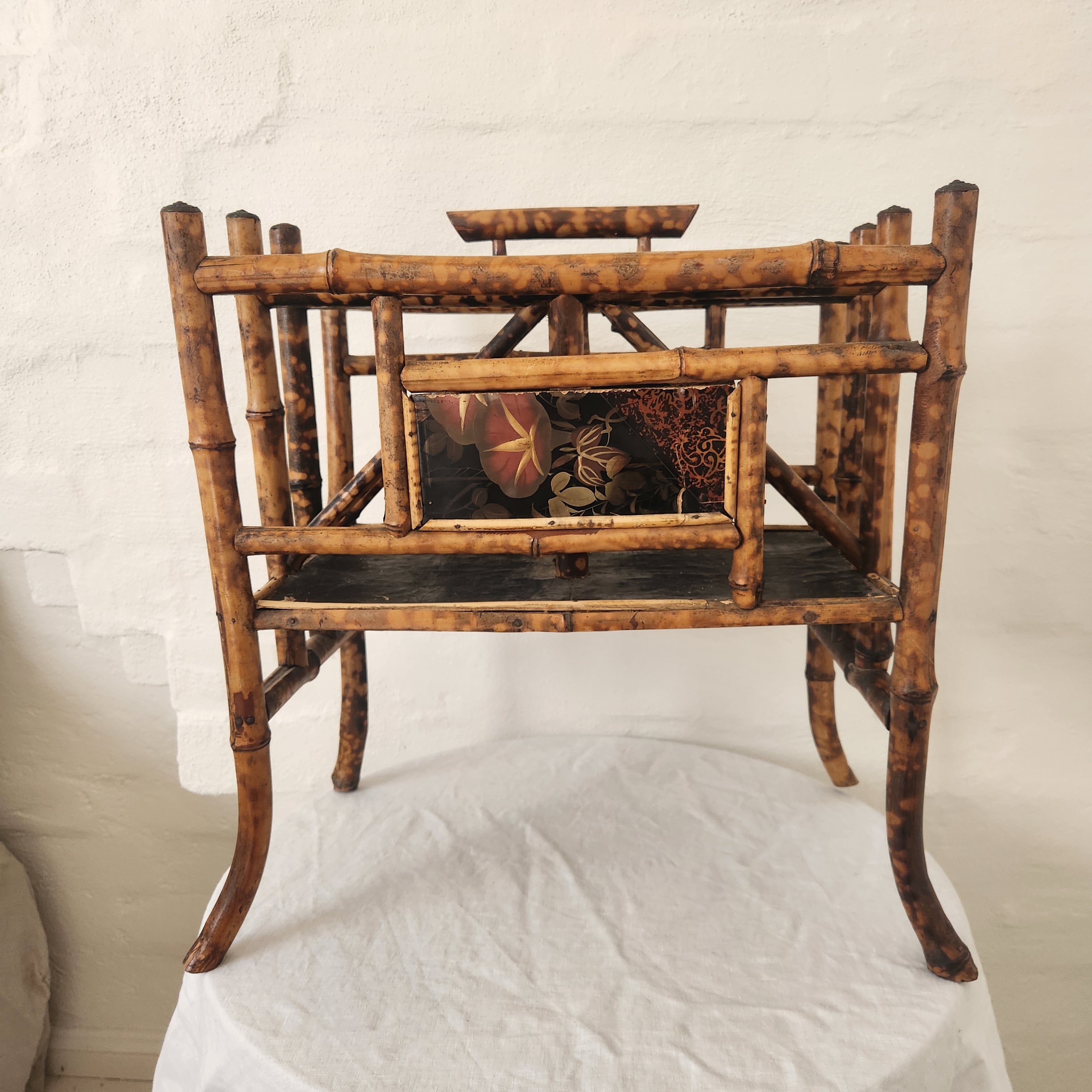Rare Antique Chinoiserie Bamboo Magazine Rack