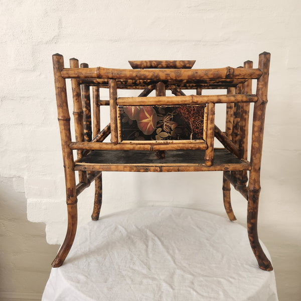 Rare Antique Chinoiserie Bamboo Magazine Rack