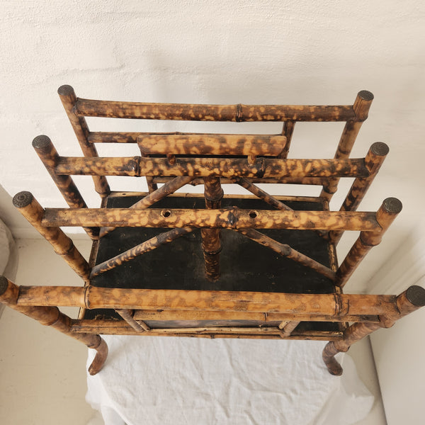 Rare Antique Chinoiserie Bamboo Magazine Rack