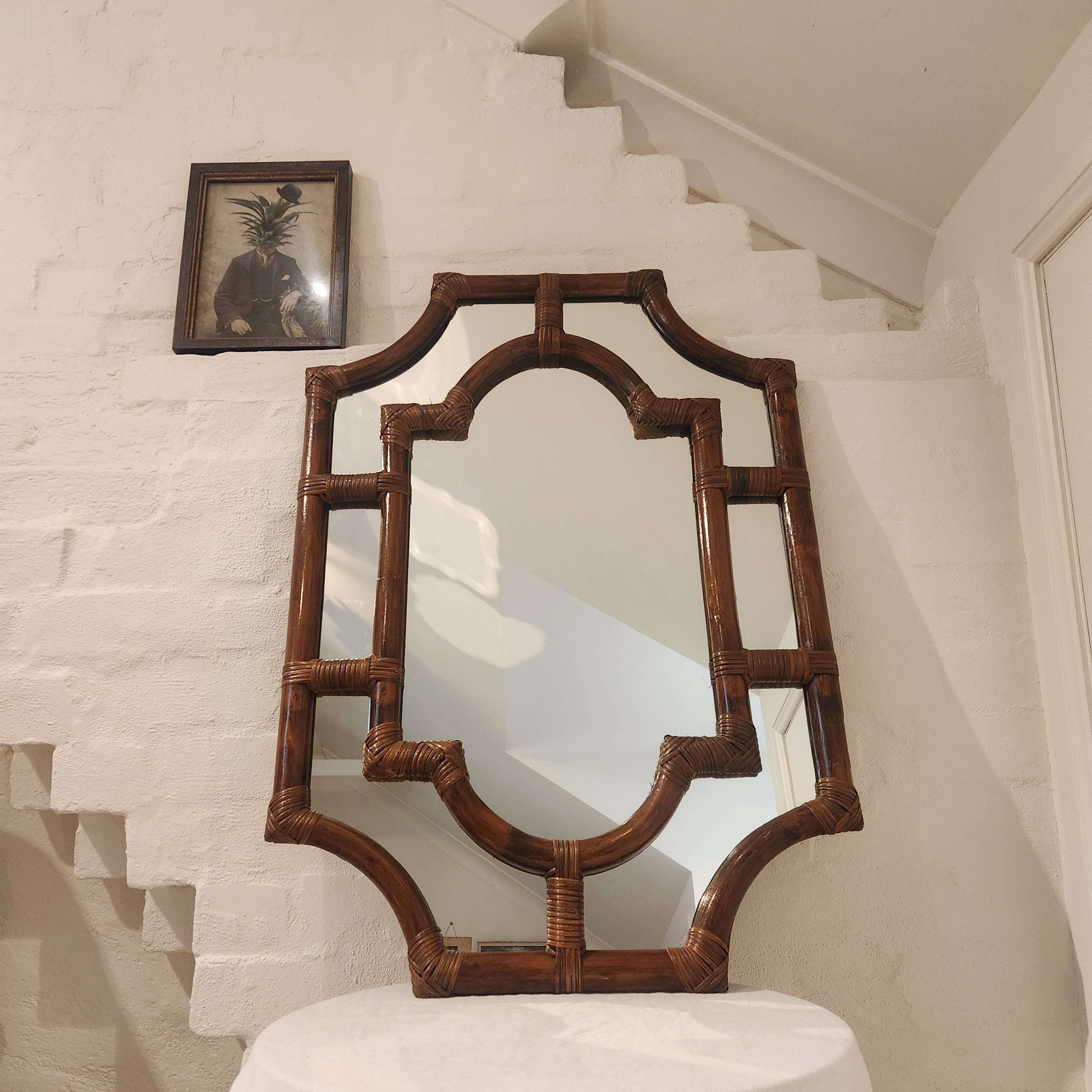 Vintage Pagoda Bamboo Mirror