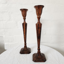 Large Pair of Cast Metal Candleholders