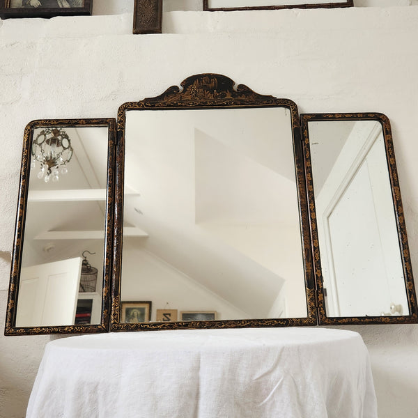 Vintage Chinoiserie Trifold Mirror