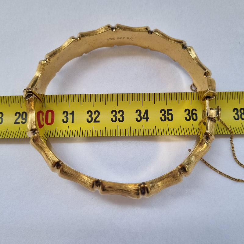 Mid Century Rolled Gold 9ct  Bamboo Bangle