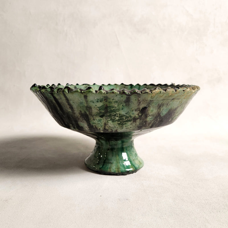 Large Tamegroute Pedestal Bowl - Vert