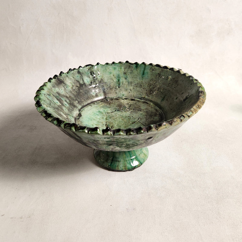 Large Tamegroute Pedestal Bowl - Vert