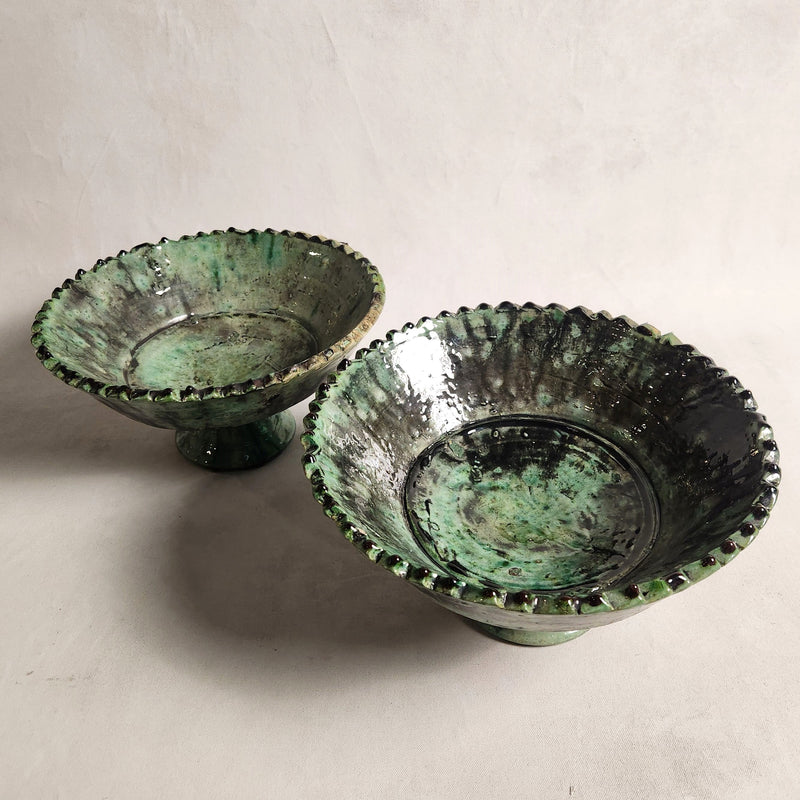 Large Tamegroute Pedestal Bowl - Vert