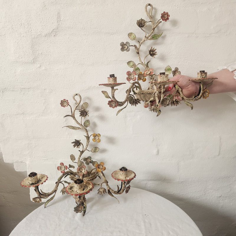 Vintage Florentine Wall Sconces, circa 1960