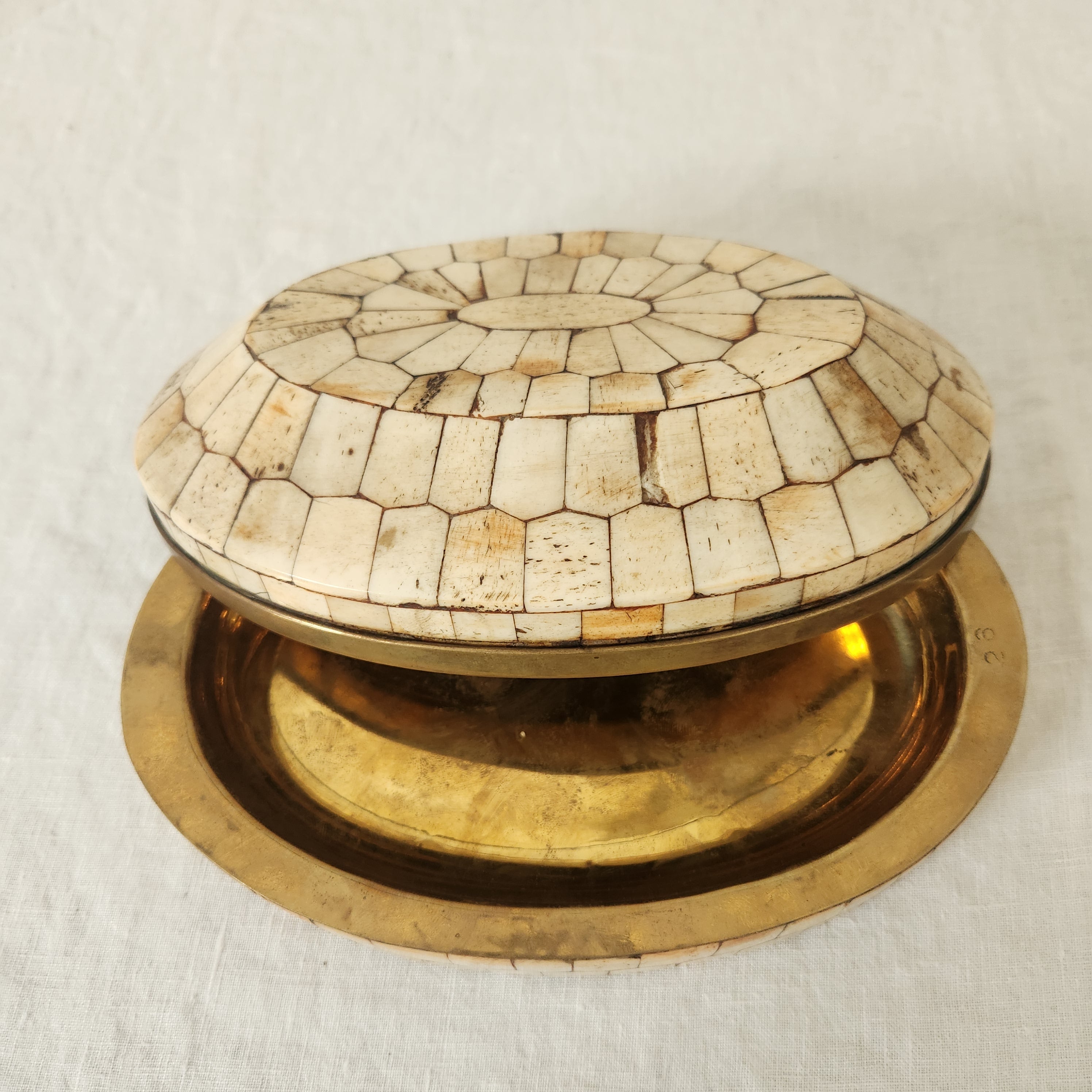 Moroccan Bone Box with Brass interior