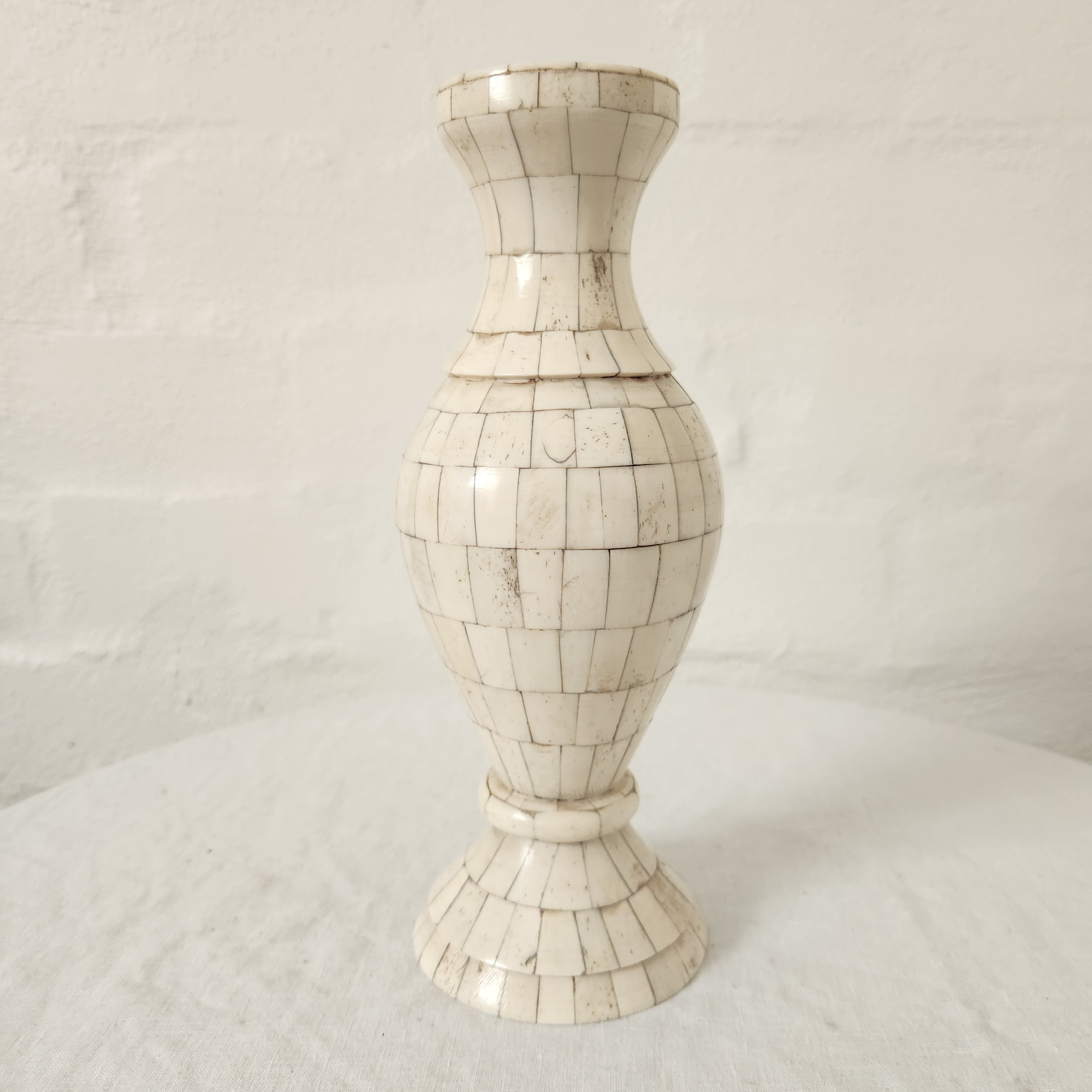 Mid Century Bone Mosaic Candlestick