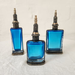 Moroccan Glass Perfume Bottle - Blue