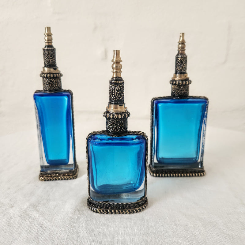 Moroccan Glass Perfume Bottle - Blue