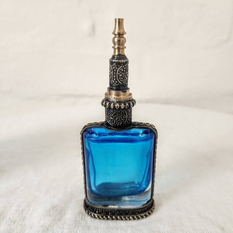 Moroccan Glass Perfume Bottle - Blue