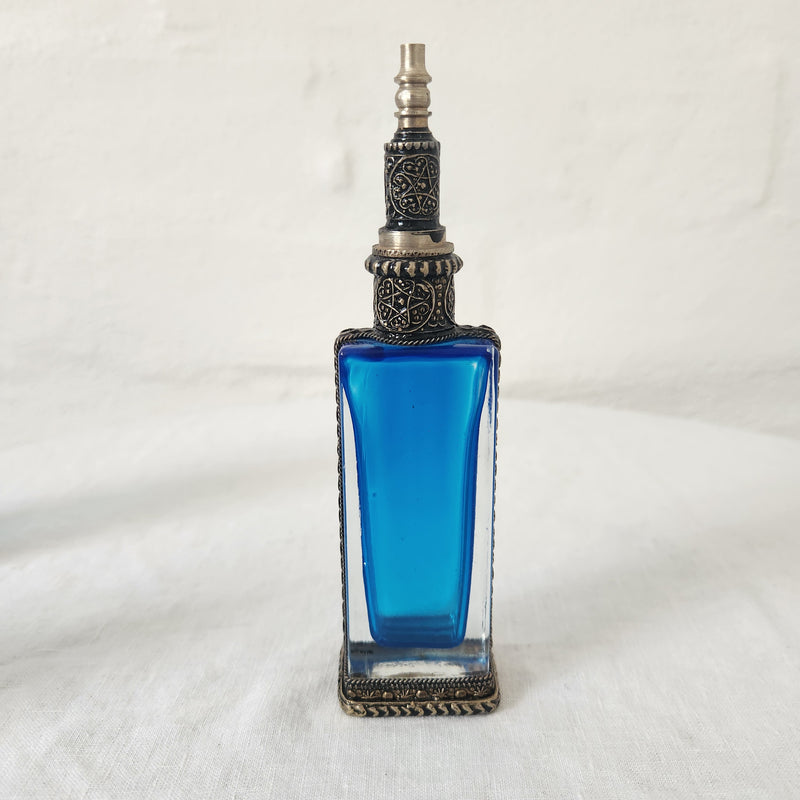 Moroccan Glass Perfume Bottle - Blue