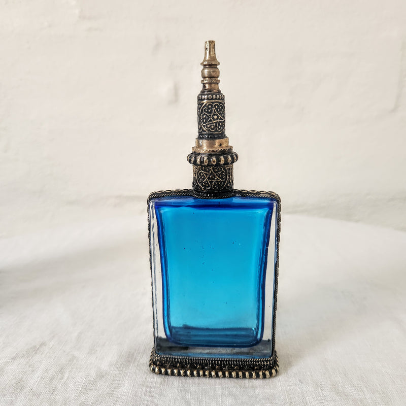 Moroccan Glass Perfume Bottle - Blue