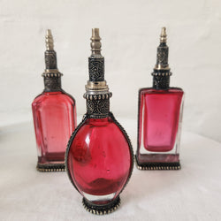 Moroccan Glass Perfume Bottle - Red