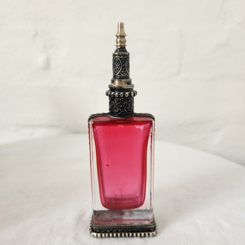 Moroccan Glass Perfume Bottle - Red