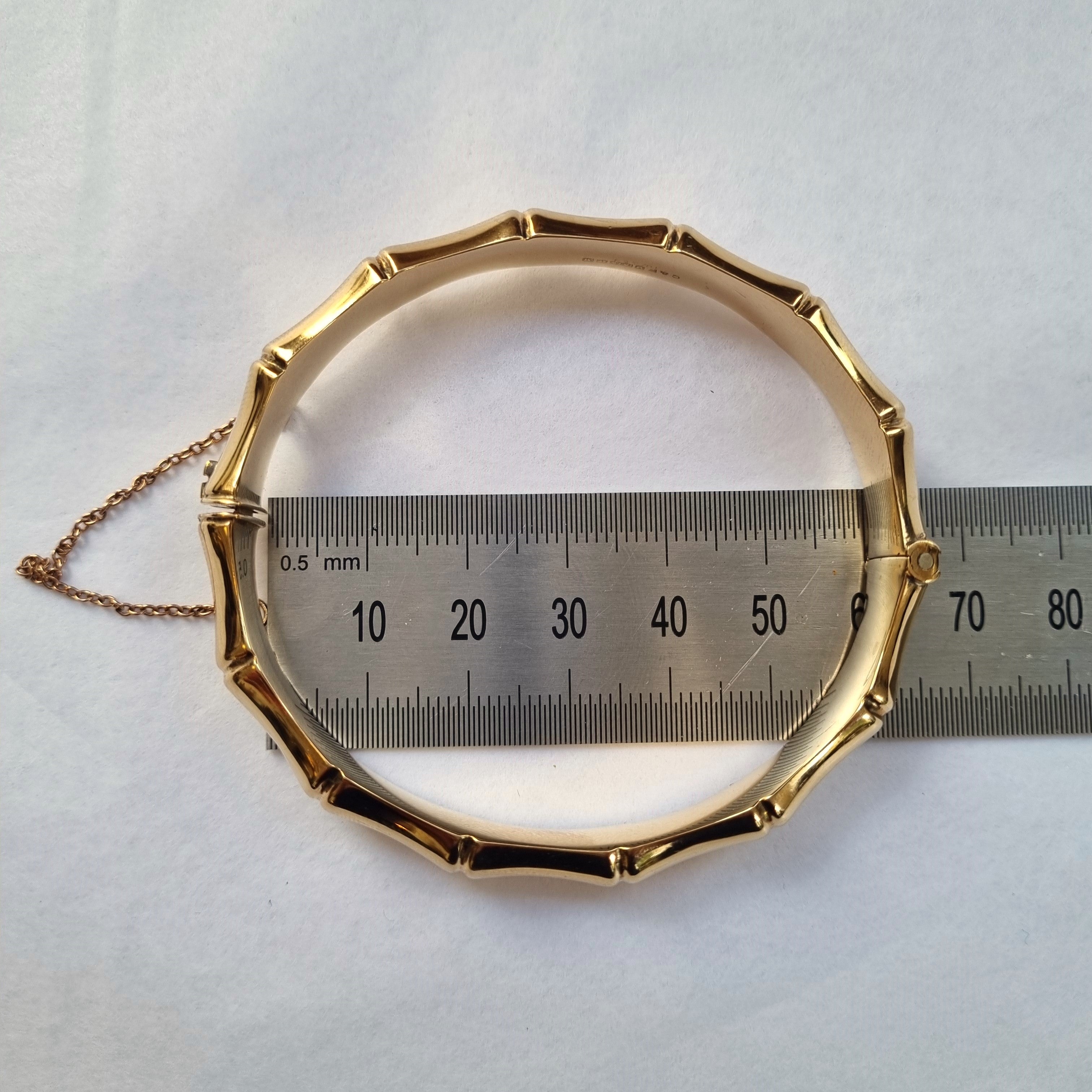 Beautiful 9ct. Gold Vintage Bamboo Bangle
