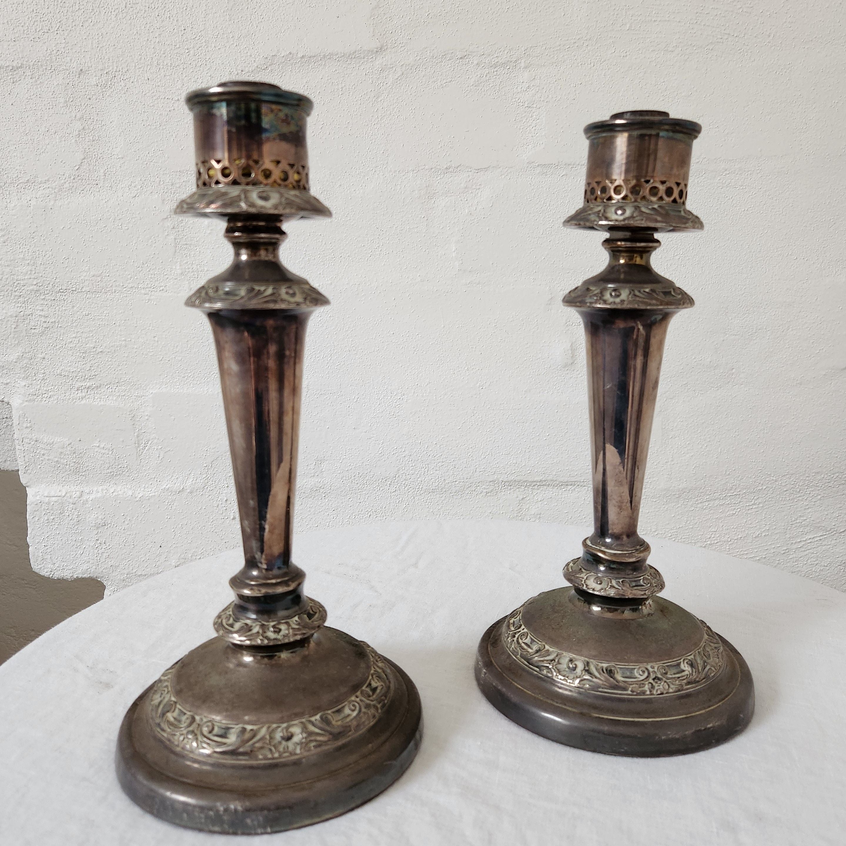 Silver Plated Pair of Candlestick Holders