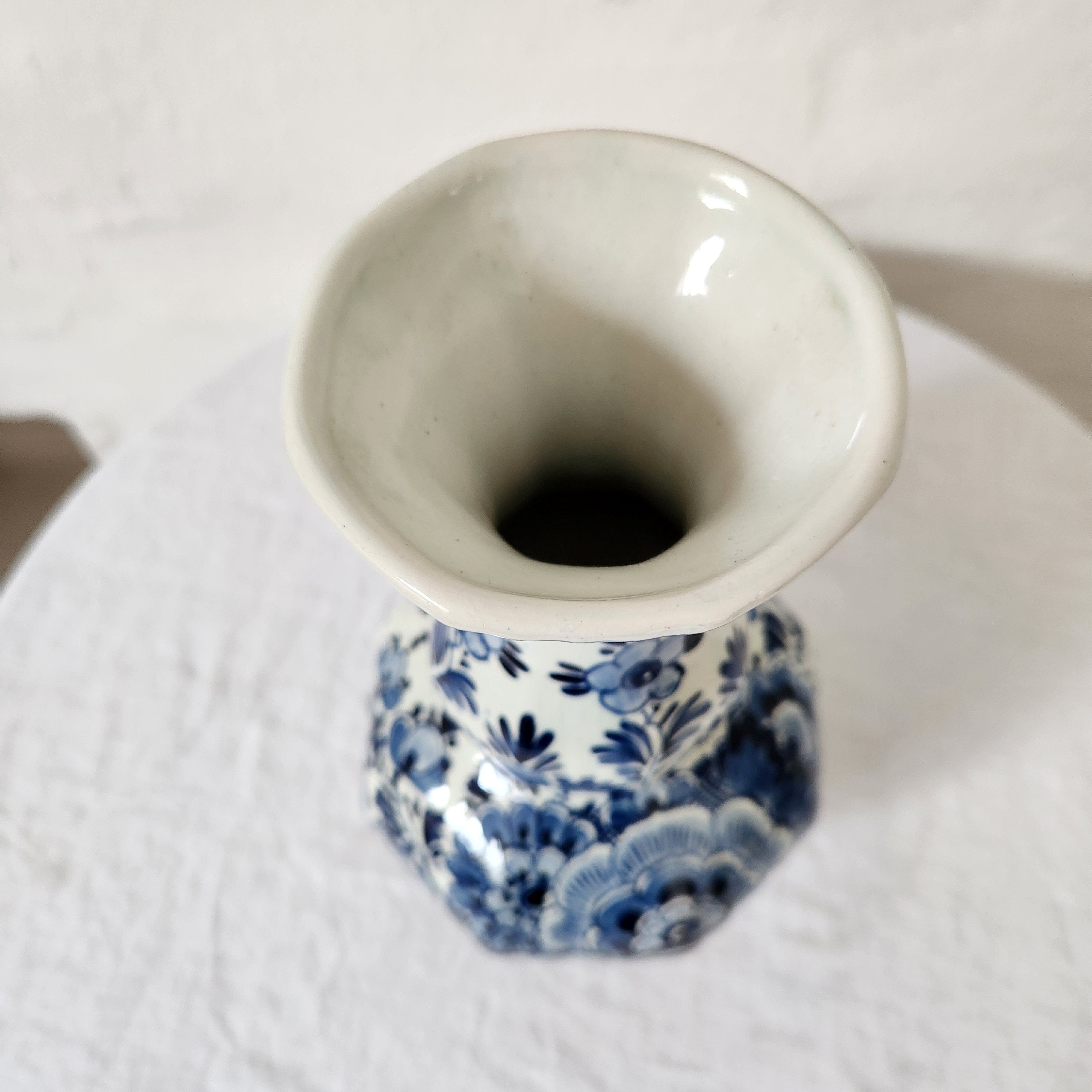 Delft Blue and White Hand Painted Gourd Vase