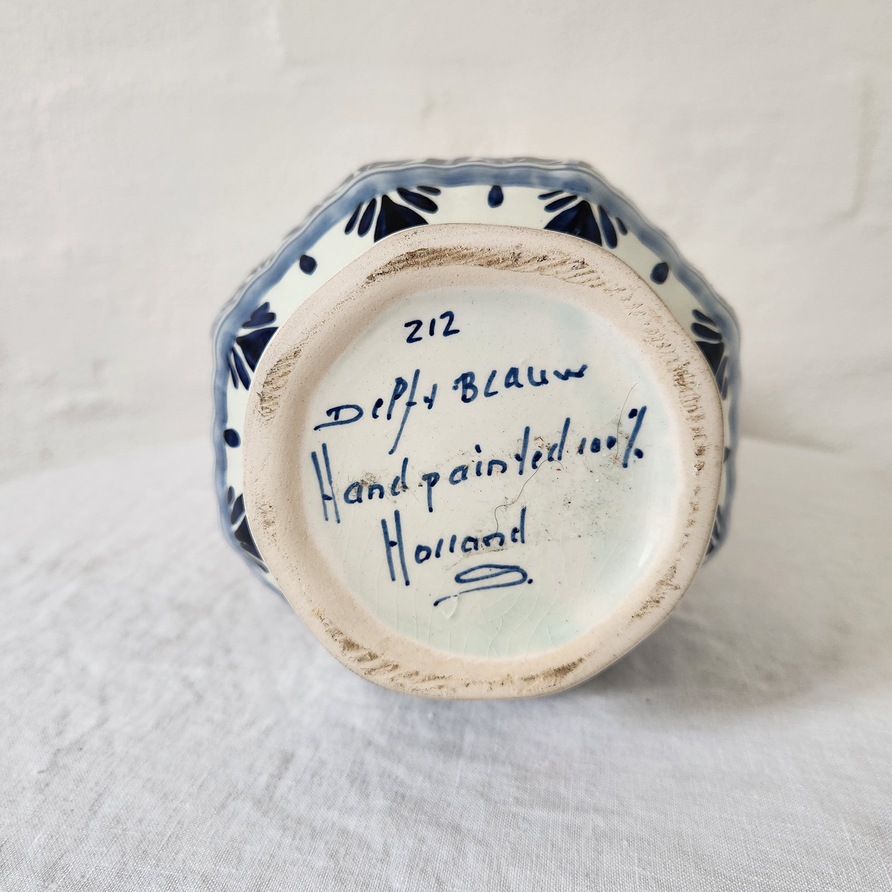 Delft Blue and White Hand Painted Gourd Vase