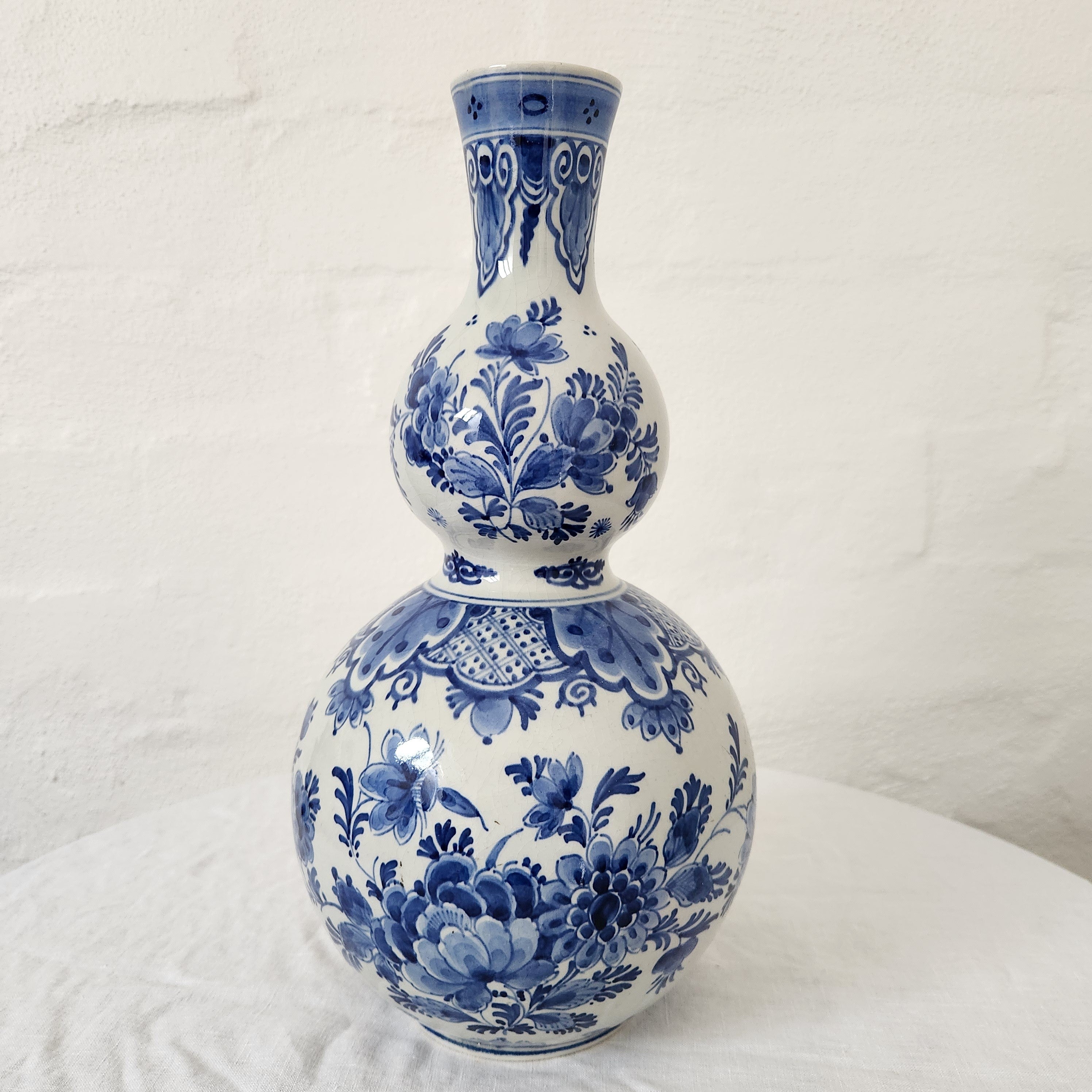 Delft Hand Painted Blue and White Double Gourd Vase