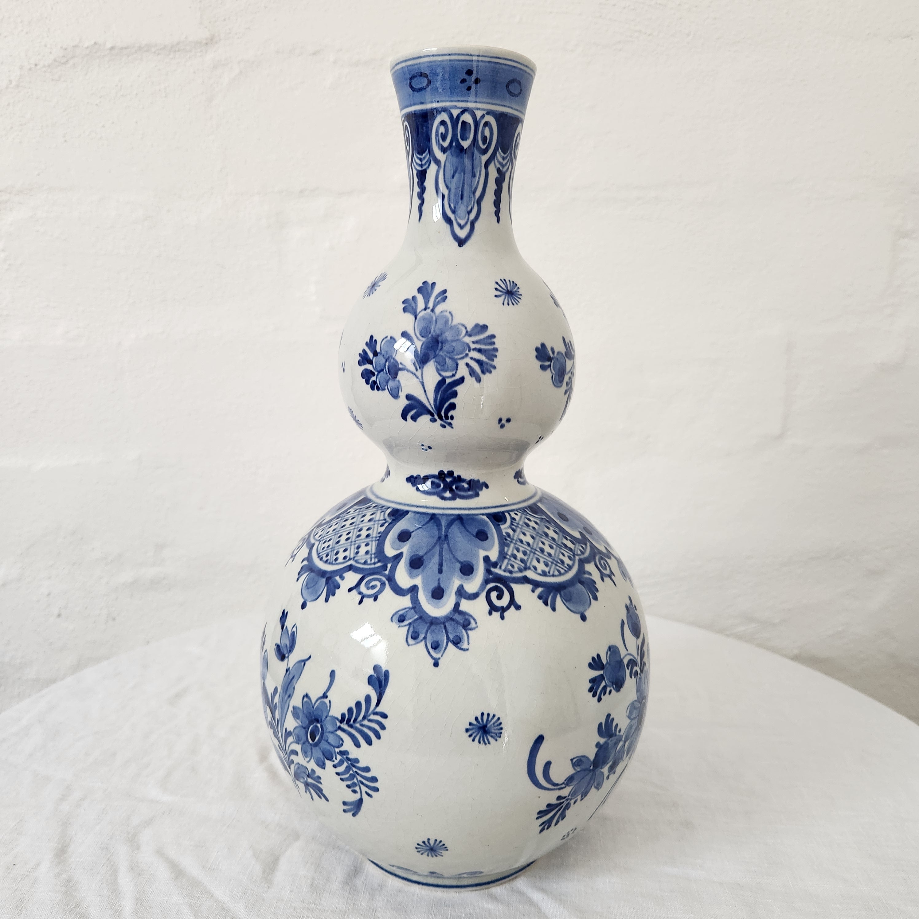 Delft Hand Painted Blue and White Double Gourd Vase