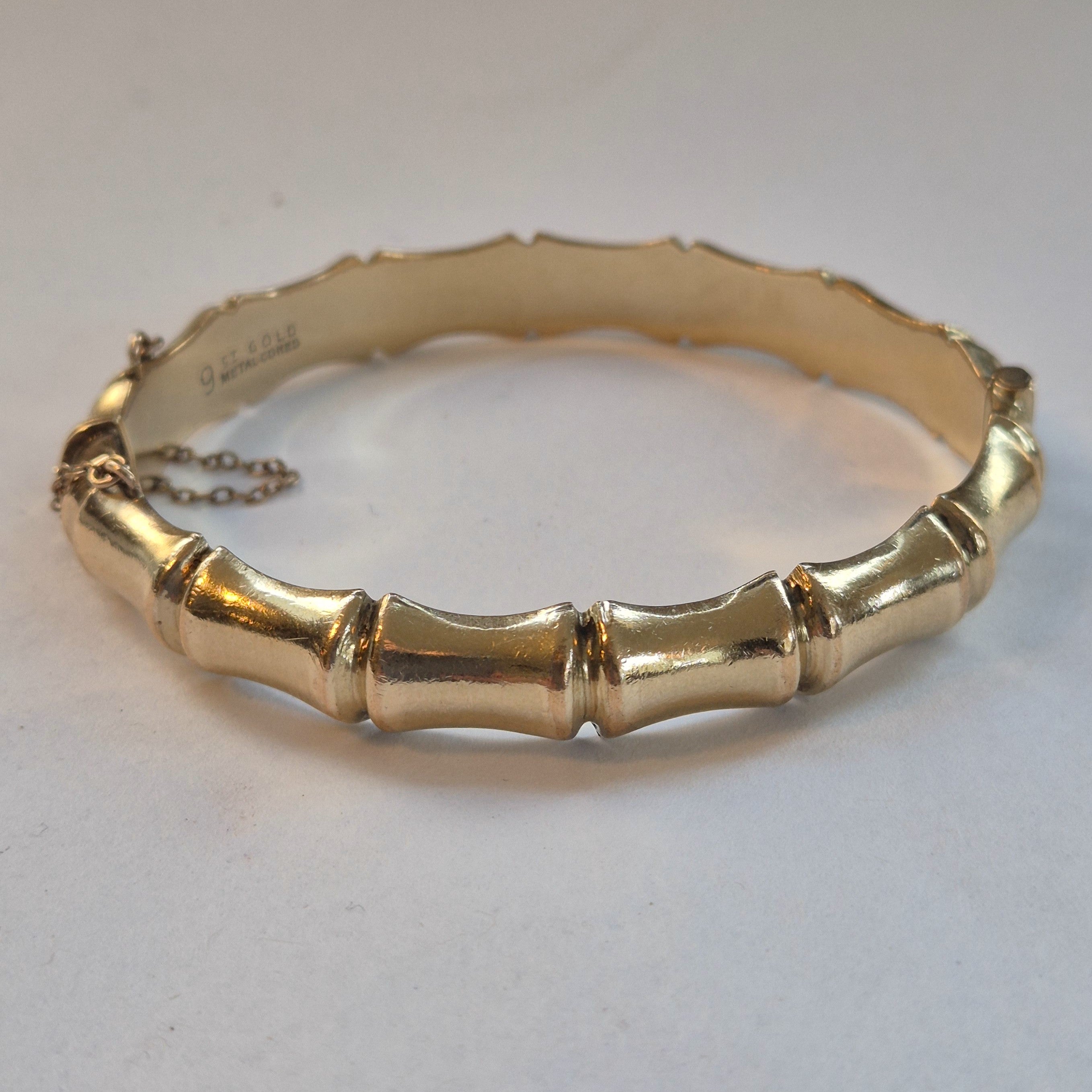Mid Century Rolled Gold 9ct  Bamboo Bangle