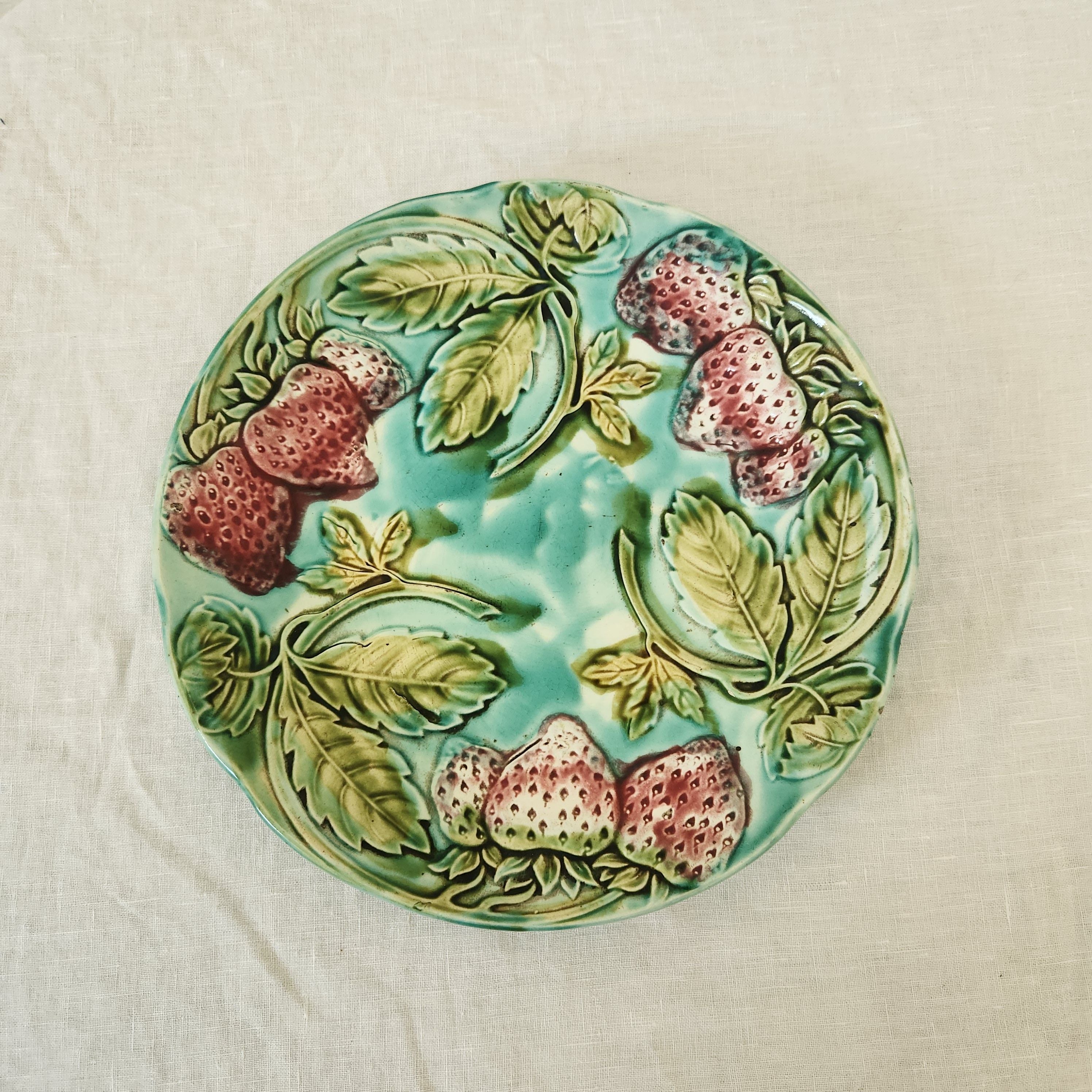 Antique French Plate - Strawberries
