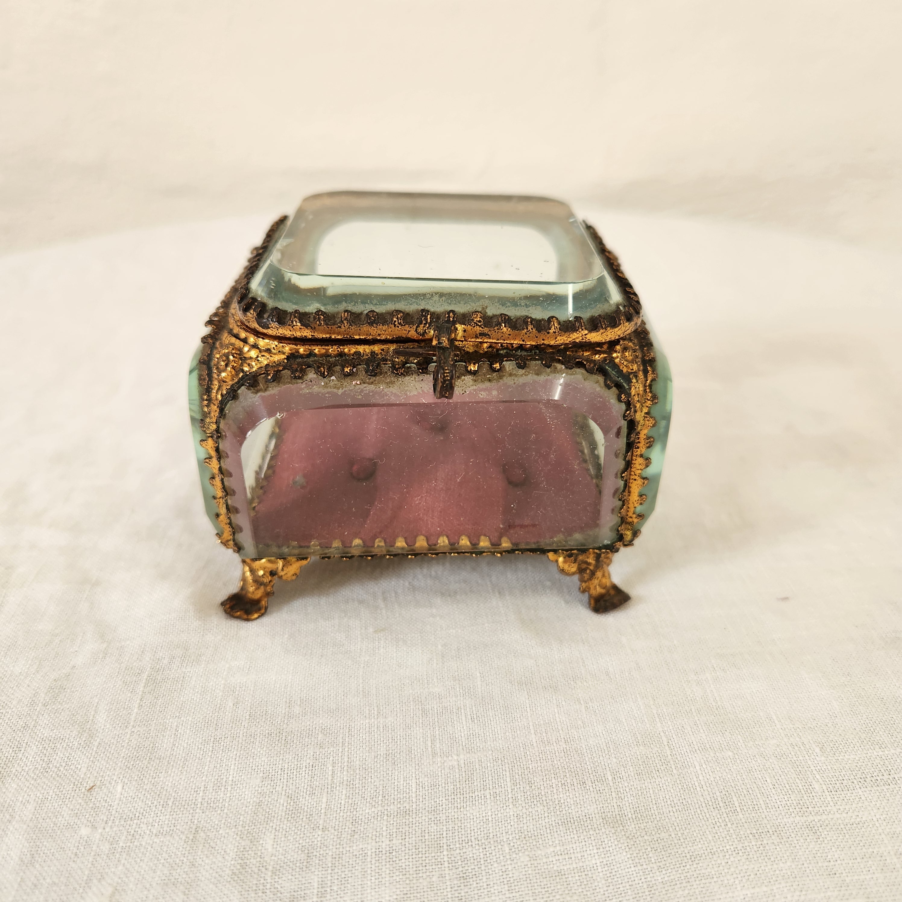 Antique Napoleon III Glass Trinket Casket