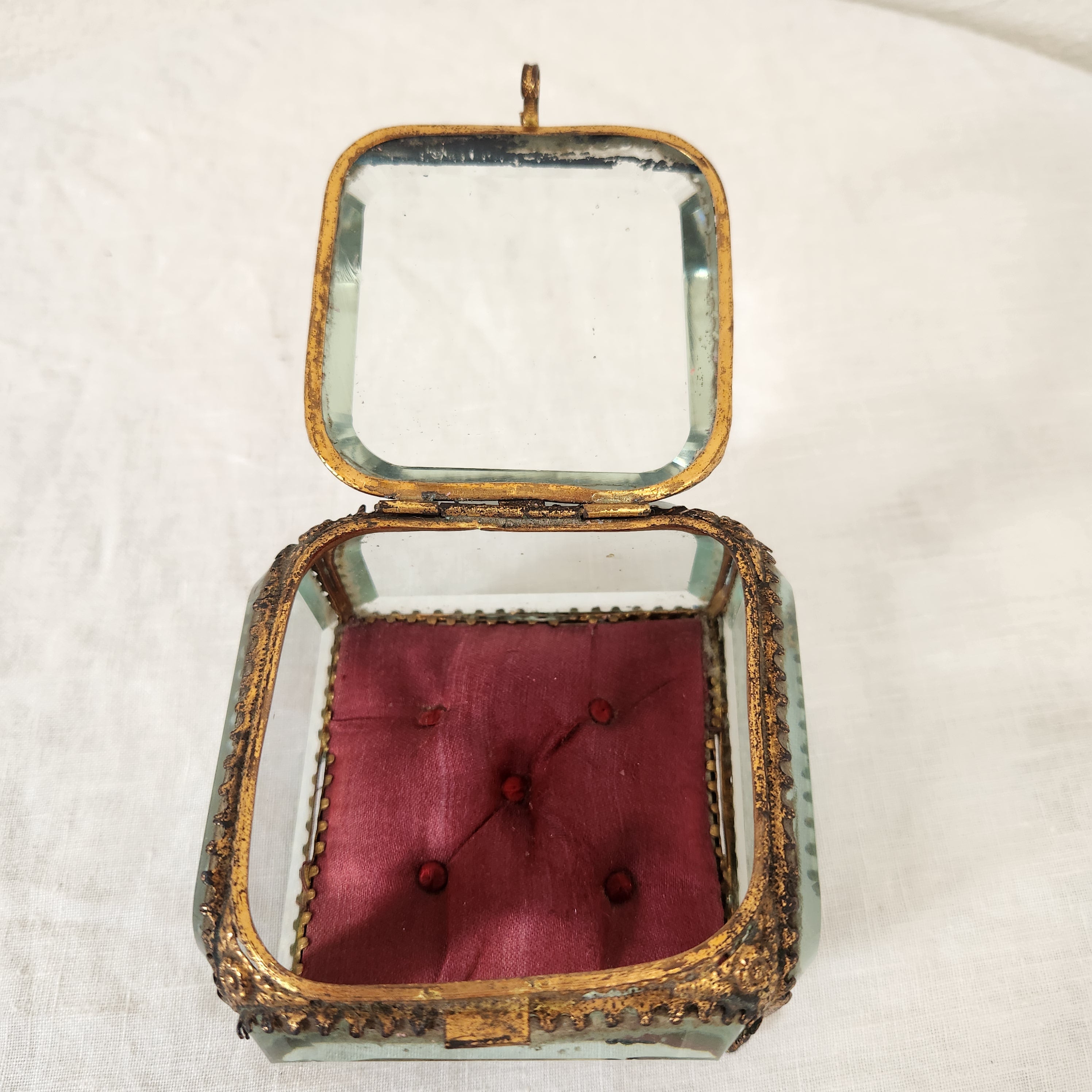 Antique Napoleon III Glass Trinket Casket