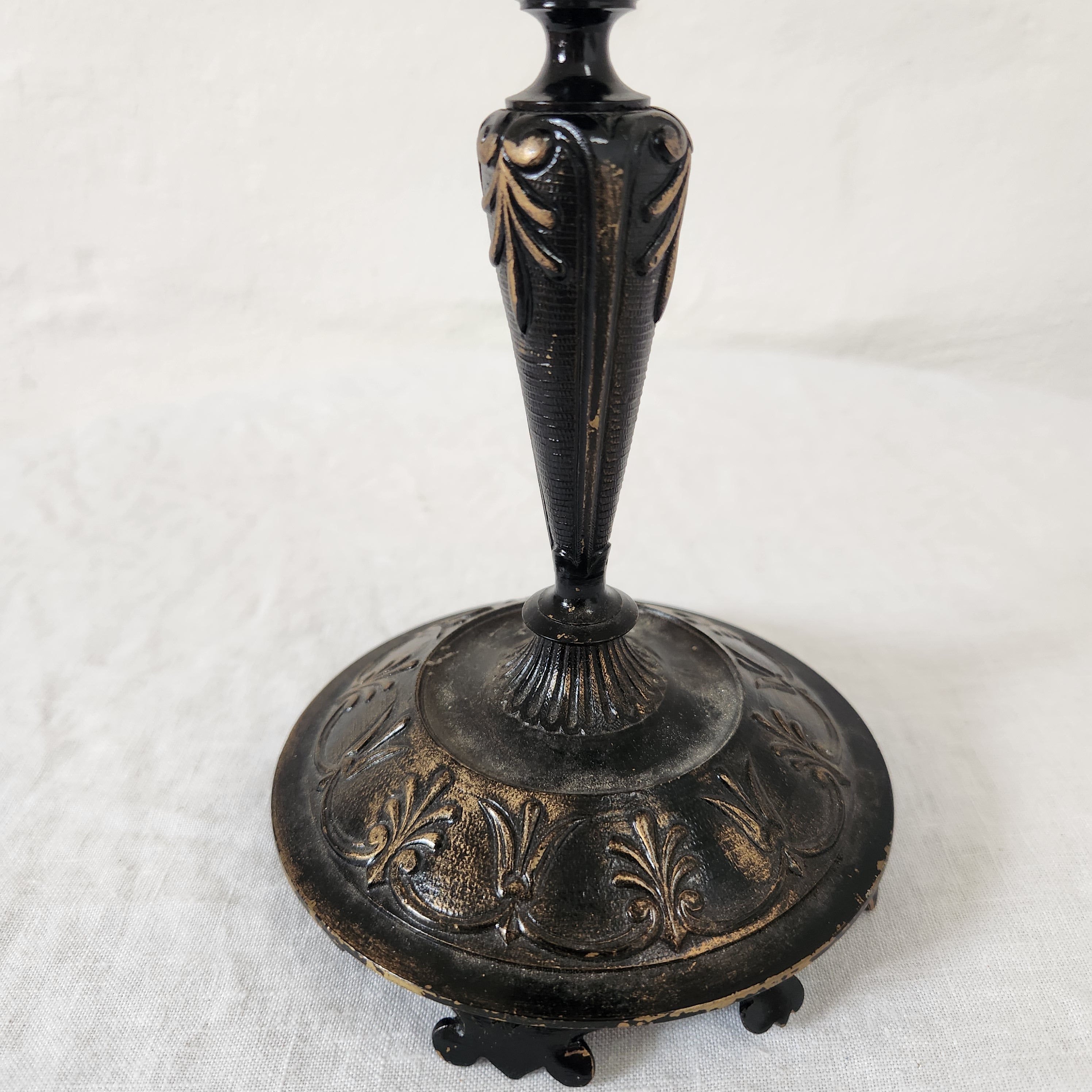 Vintage French Painted Metal Candlestick