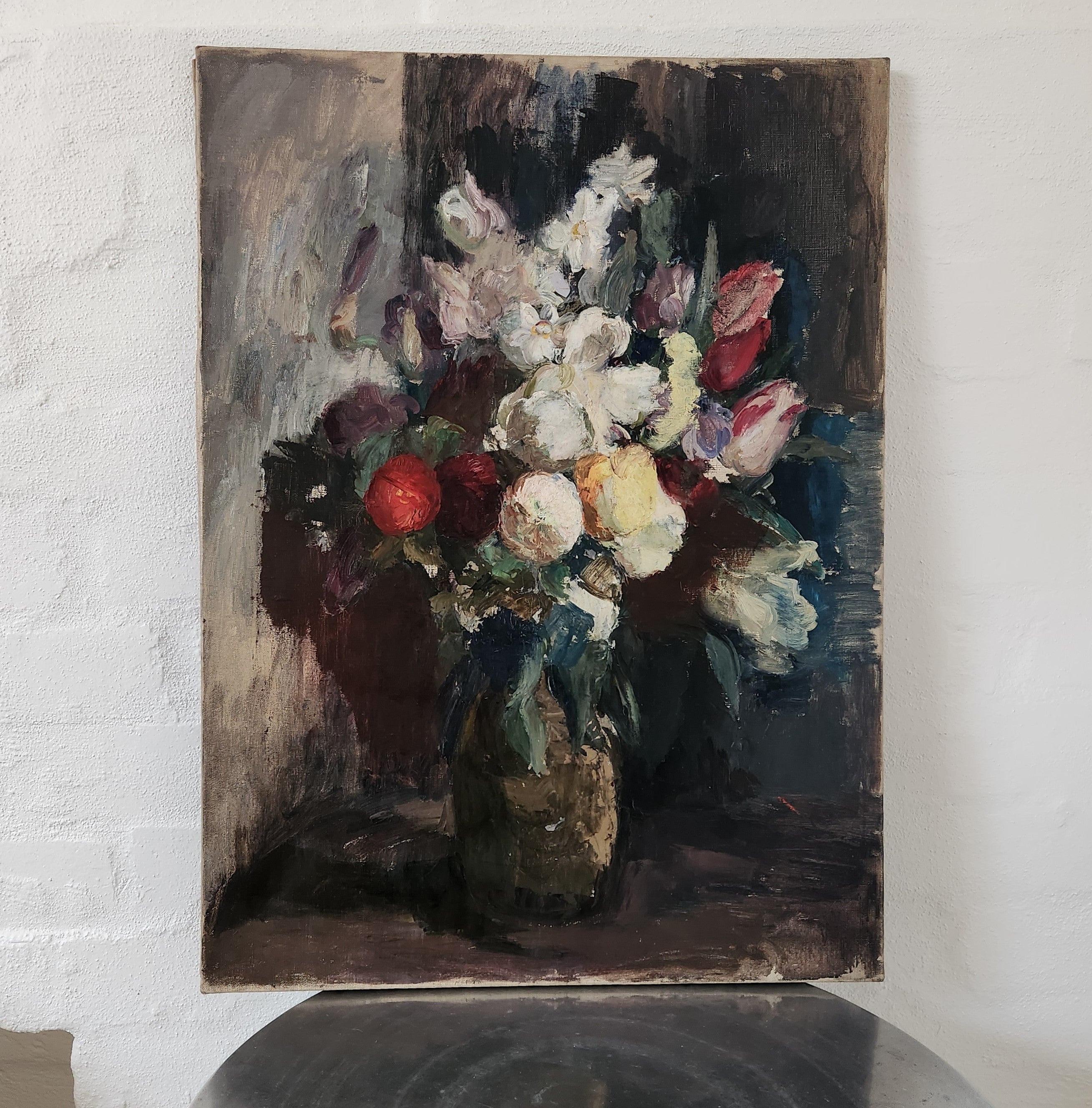 Madeleine Vaury 1930’s Original Oil Painting - Vase of Flowers