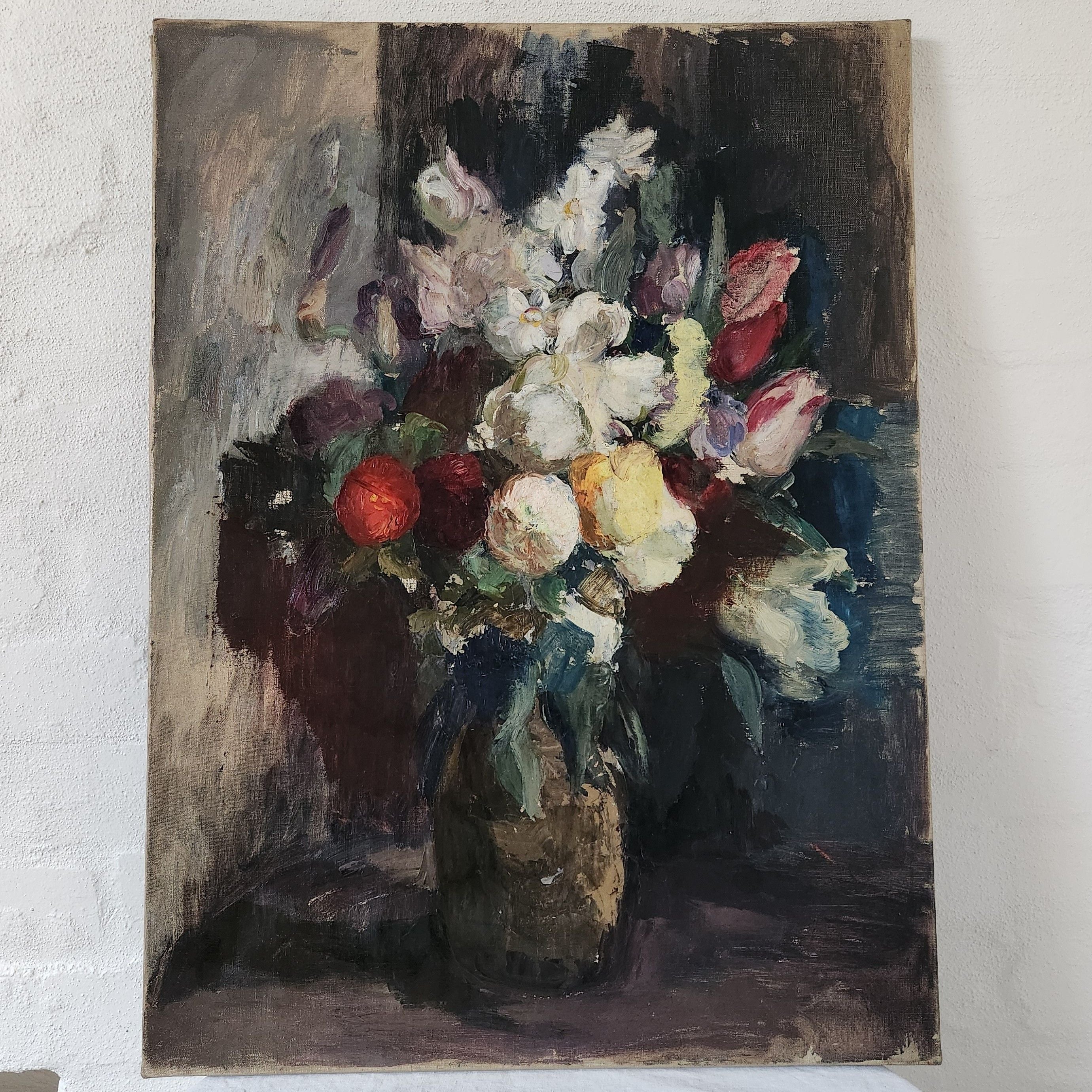 Madeleine Vaury 1930’s Original Oil Painting - Vase of Flowers
