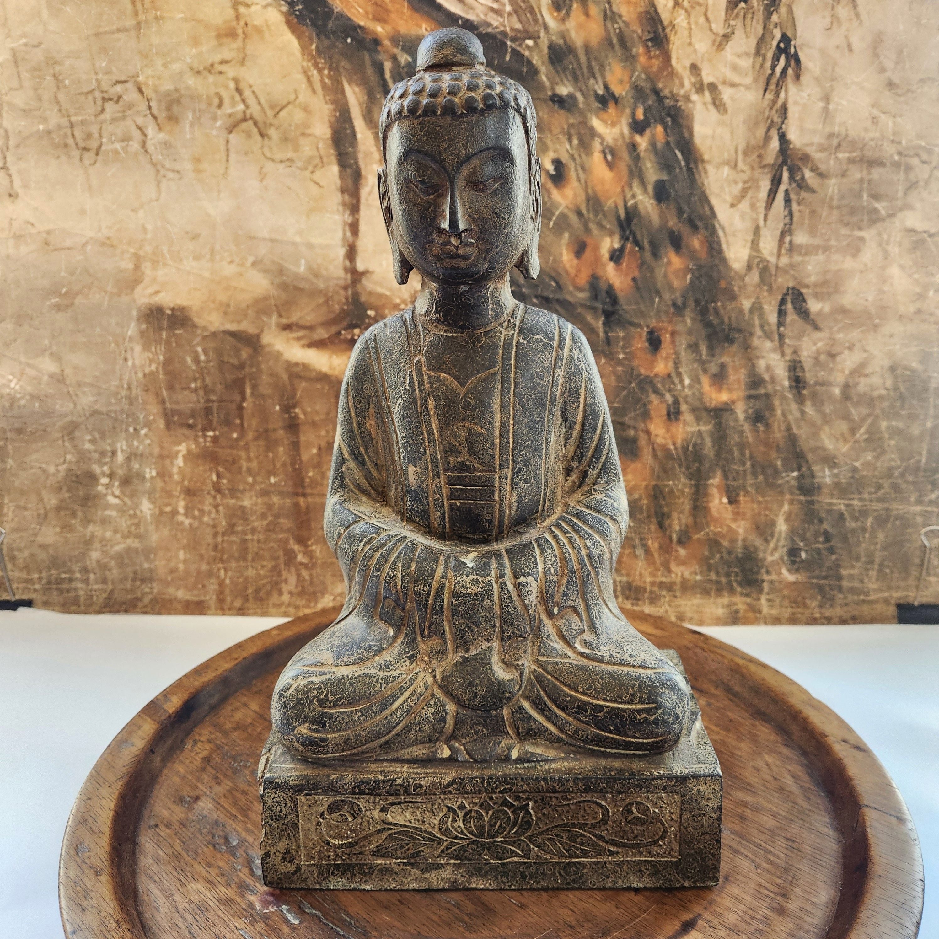 Vintage Carved Stone Buddha