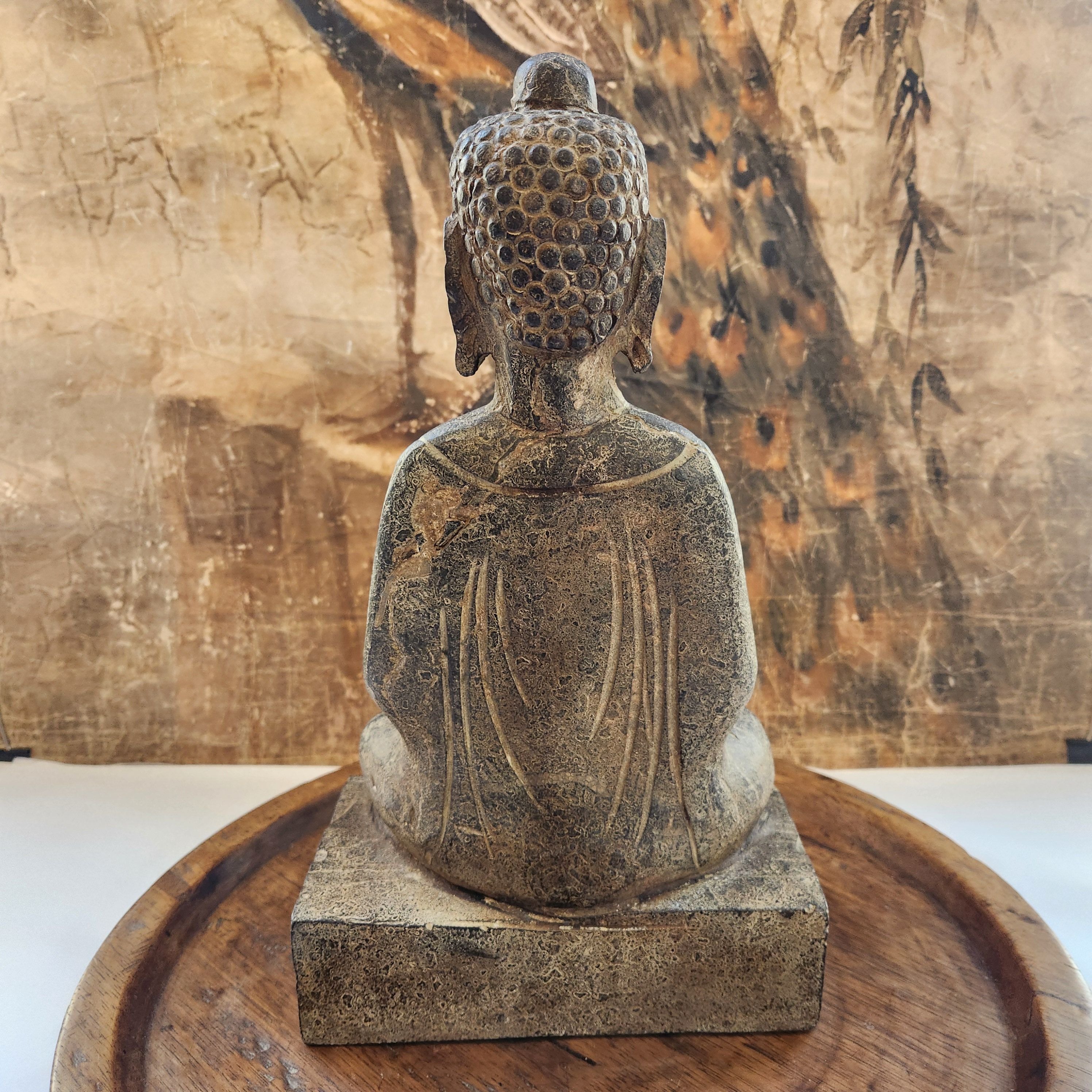 Vintage Carved Stone Buddha