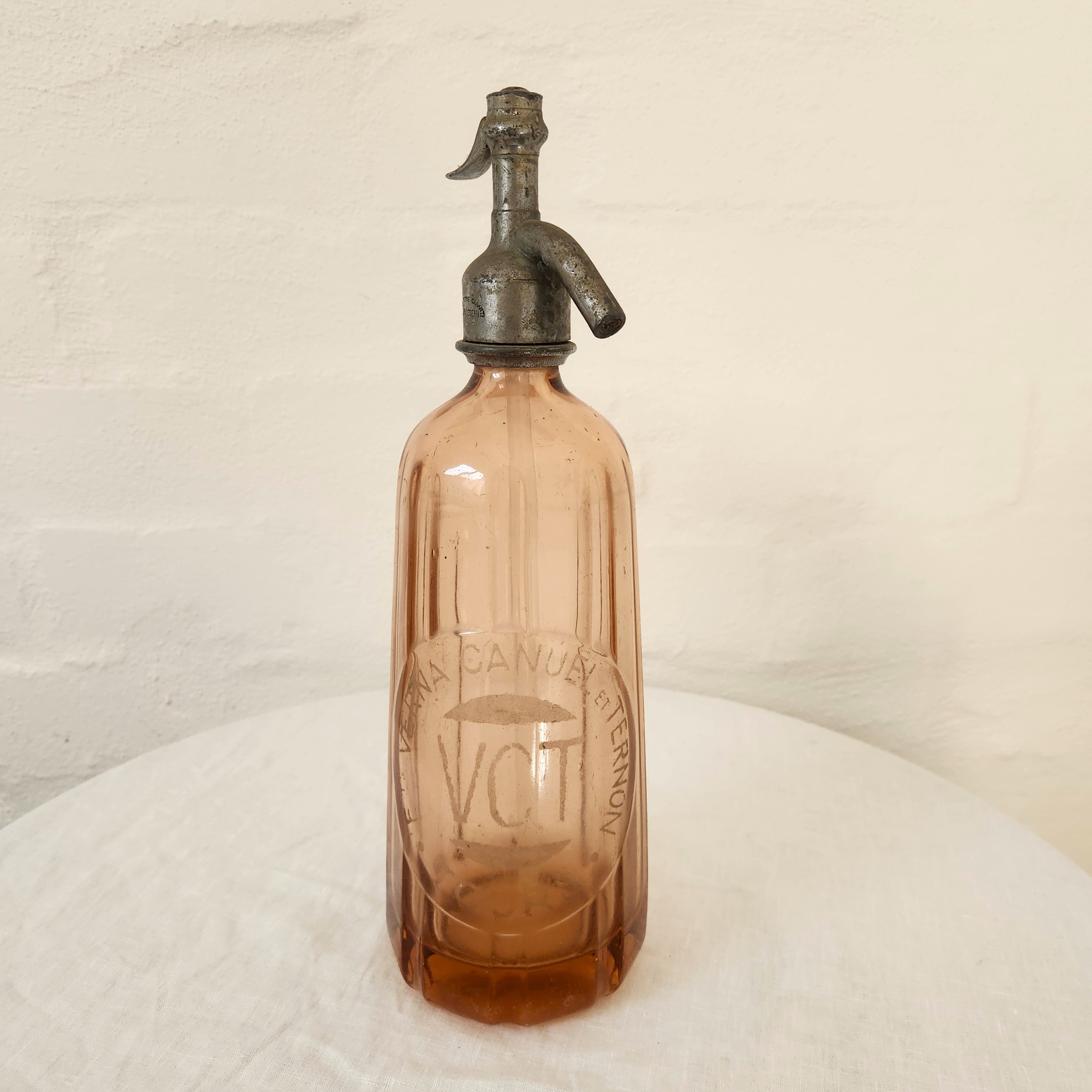 Vintage French Soda Siphon - Peach